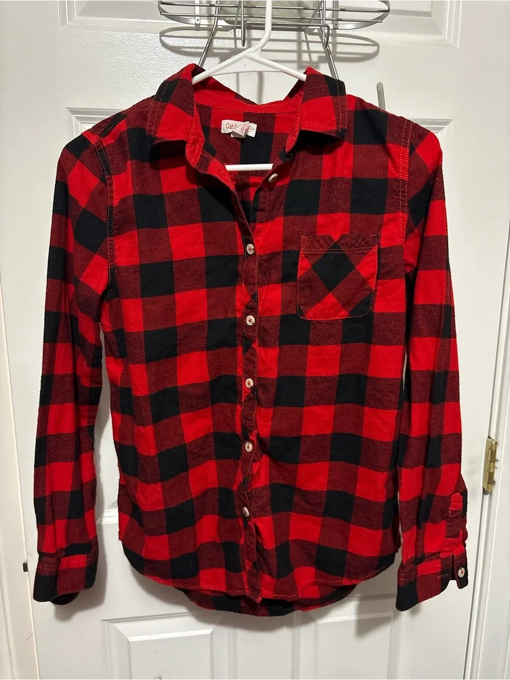 New Children’s Place Jeans and gently used  Cat & Jack Red and Black shirt